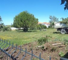 Le grand sapin doit lui aussi partir  la maison fait 186m2 et le local technique 15 m2 la piscine prévue sera  coté ouest ......le second camion prêt a partir  le responsable de la construction est passé a la maison demain l'implantation ils ont dit qu'ils allaient décaler le local pour eviter d'enlever ma cloture !