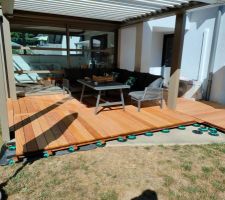 Terrasse en cours, bois exotique Garapa.