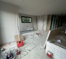 RDC espace cuisine en cours de plaquage pour séparer notre suite parentale et le séjour/cuisine