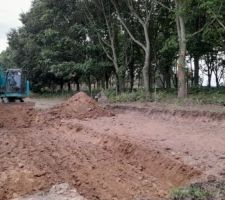 Terrassement en cours avec une pelle de 14 tonnes.