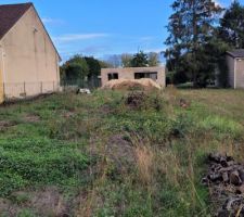 Une vue de la maison depuis l'extrémité du jardin... ça commence à monter !