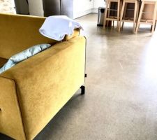 Chape anhydride poncée, puis bouche pore, puis vernis. On adore !