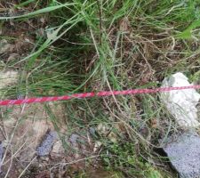 Corde simulant notre limite de terrain on boit que la fondation du voisin impregne sur le notre