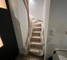 Protection de l?escalier avant le ragréage