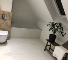 Salle de bain de l'étage avec du béton ciré