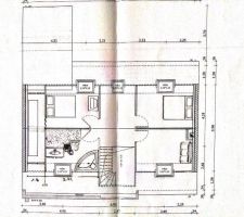 Voici le plan du premier étage de la maison tel qu'on voudrait l'aménager.