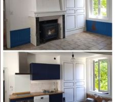 Salle à manger devenue cuisine. Seul crève c?ur : avoir du sacrifier le poêle à bois.