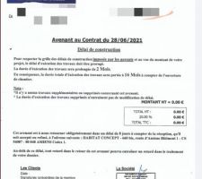 Avenant délai de construction