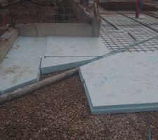 Pose de l'isolant et ferraillage pour la dalle