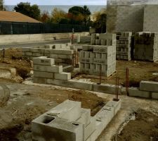 Mise en place du vide sanitaire 120CM (6 rangs de parpaings)