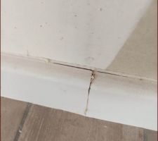 Plinthes carrelages tr&egrave;s mal coll&eacute;/pos&eacute; joint&eacute; et d&eacute;coup&eacute;.