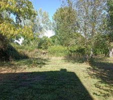 Vue du jardin au nord, à l'arrière de la maison. Y'a du boulot mais une fois terminé ça va être magnifique