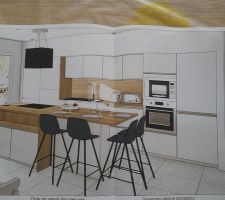 Future cuisine dans pi&egrave;ce de vie &agrave; r&eacute;nover