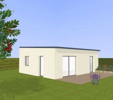 Vue Sud-Ouest: la maison côté jardin