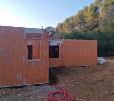 Coulage dalle terrasse, étage et corniches béton suite parentale