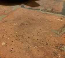 Ponçage du reagreage des tomettes avec une surfaceuse.