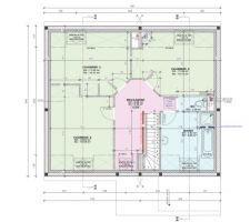 Plan étage qui sert 3 chambres, wc, sdb et salle de jeux