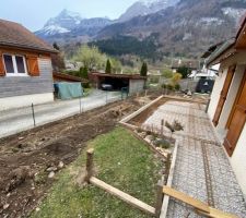 Suppression terrasse bois et installation dalle béton