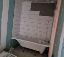 Début carrelage  salle de bains