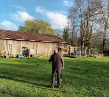 Mur façade EST, actuellement tout le mur est constitué de poteau bois qui viennent soutenir la toiture et un bardage bois