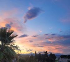 Coucher de soleil depuis la terrasse étage