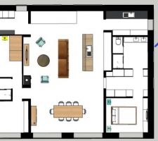 Plan de maison (vue 2D) 3 chambres dont une suite parentale