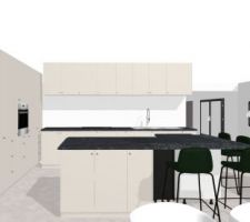 Plan cuisine ilot double L version 1 vue 1