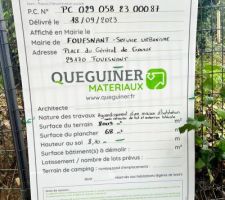 Mise en place du panneau de permis de construire le 22 septembre