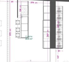 Plan cuisine version semi-fermée