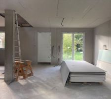Placo murs et plafond au rez-de-chaussée