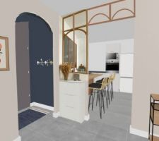 Simulation de l'entrée + séparation avec cuisine