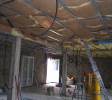 On en profite pour isoler le plafond du rdc pour eviter une remonter trop rapide de la chaleur du rdc vers l'étage quand on se mettra a chauffer