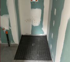 Douche salle de douche du bas, très peu d?avancé du chantier ?.