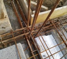 Mise en place du ferraillage de la dalle du rez-de-chaussée