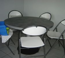 Table ronde : plateau en plan de travail