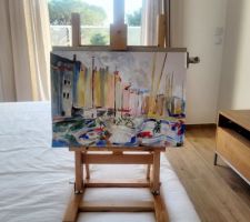 Peinture technique mixte sur papier "Saint-Tropez" BoeM