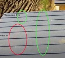 En vert, toutes les vis, en rouge pas de vis