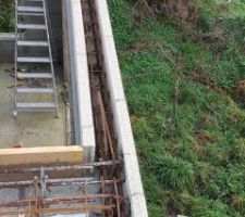 Ficelle tendue sur le mur Sud pour vérifier l'alignement des planelles.
Entre 1 et 2cm de trop ici suivant les zones.