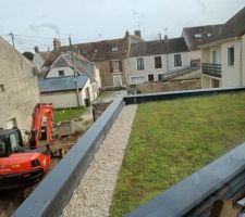 Petit toit végétalisé au-dessus du car port