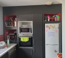 Mise en peinture des parties cloisons et murs couleurs façade placard.