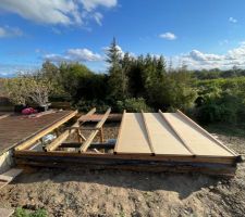 Toiture de l'abri de jardin et prolongation de la terrasse
