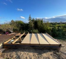 Toiture de l'abri de jardin et prolongation de la terrasse