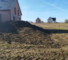 Terrassement avec la terre de nos voisins et mise à niveau du sol