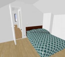 Agrandissement de la chambre avec renfoncement pour lit (+2m² pour total 11m²)