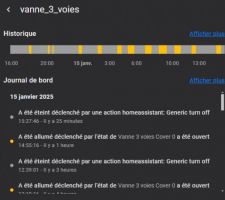 L'historique d'activation de la vanne 3 voie sur 24h