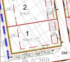 Terrain de 31 X 16,5 M
avec une pente de plus de 3M en diagonale