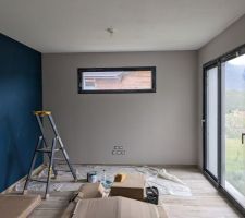 Le salon peint en bleu Tiru de Graham & Brown et Gris saunier de Loberon