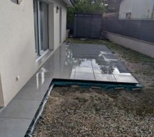 Préparation/réalisation terrasse de dalles sur plots