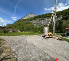 D&eacute;but implantation et pose de la grue