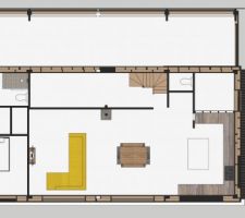 Plan du RDC, la maison fait 16,2m par 7,5m